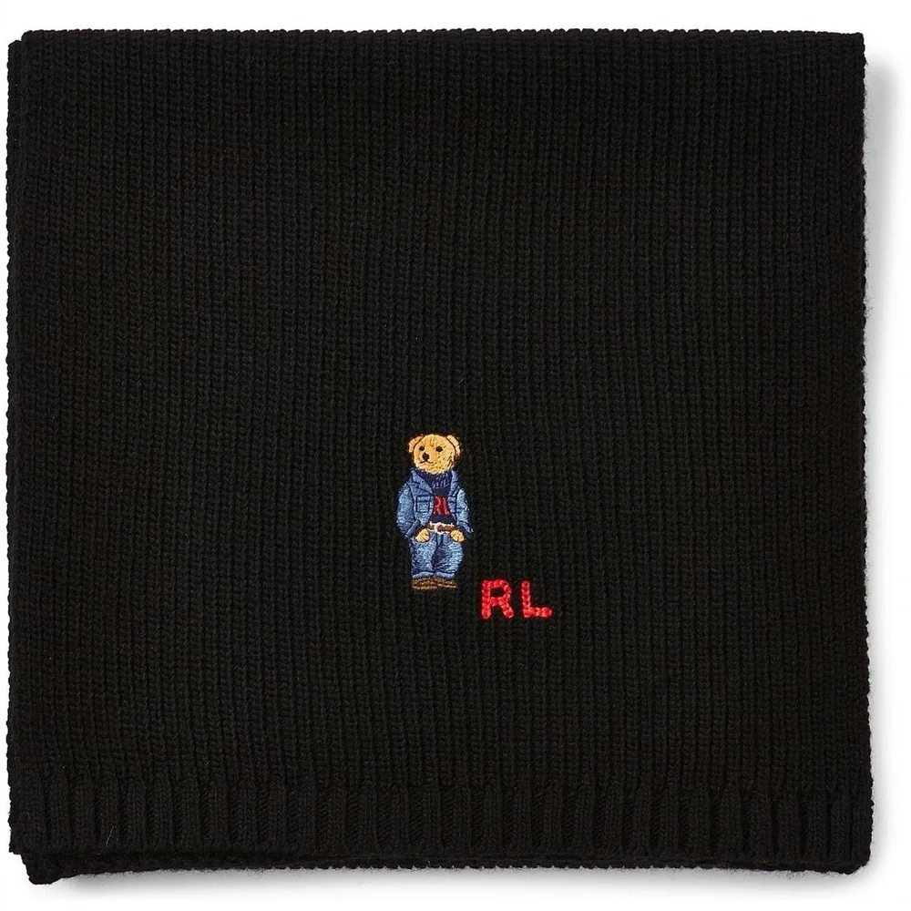 POLO RALPH LAUREN SOLID DENIM BEAR SCARF